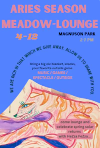 a poster for aries season meadow lounge